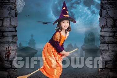 G-0164     Lovely Pumpkin Witch Girl