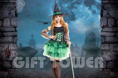 W-0172D     Pretty Witch – Green