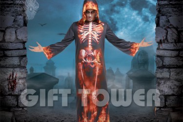 M-0131     Flame Skeleton Hooded Robe M-0131     Flame Skeleton Hooded Robe